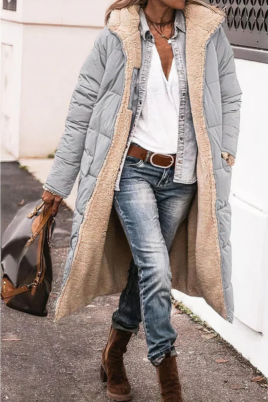 Theodora Abrigo Reversible para Mujer – Manteau Elegante Invierno Chic