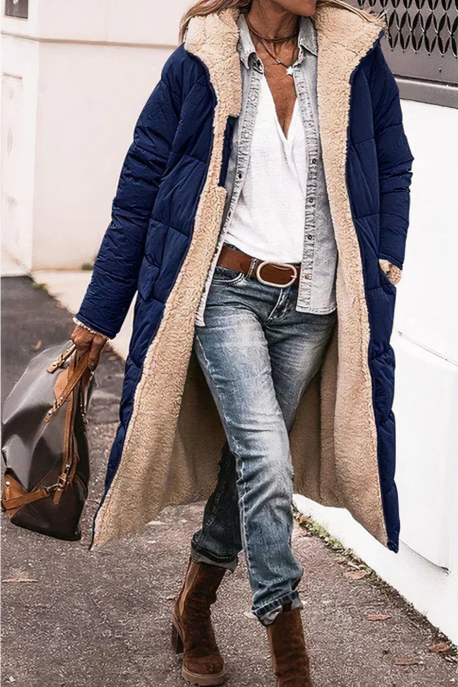 Theodora Abrigo Reversible para Mujer – Manteau Elegante Invierno Chic
