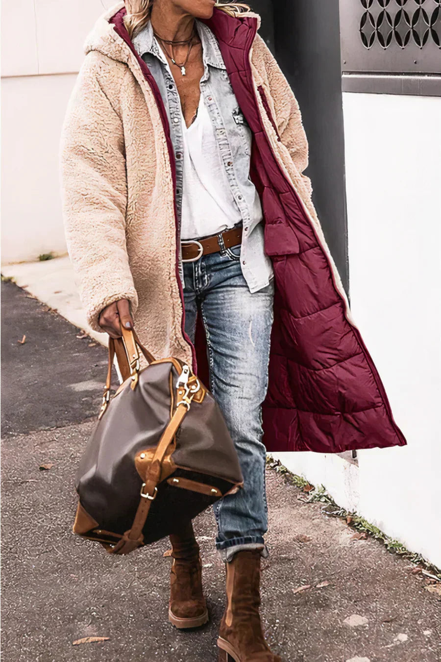 Theodora Abrigo Reversible para Mujer – Manteau Elegante Invierno Chic