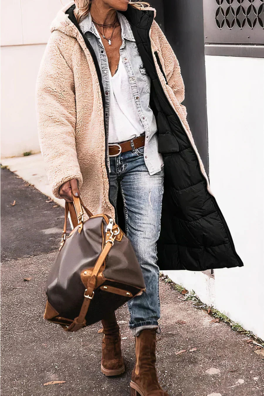 Theodora Abrigo Reversible para Mujer – Manteau Elegante Invierno Chic