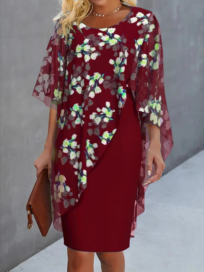 Lysiane Vestido Floral para Mujer – Vestido Chiffon Elegante Casual Chic
