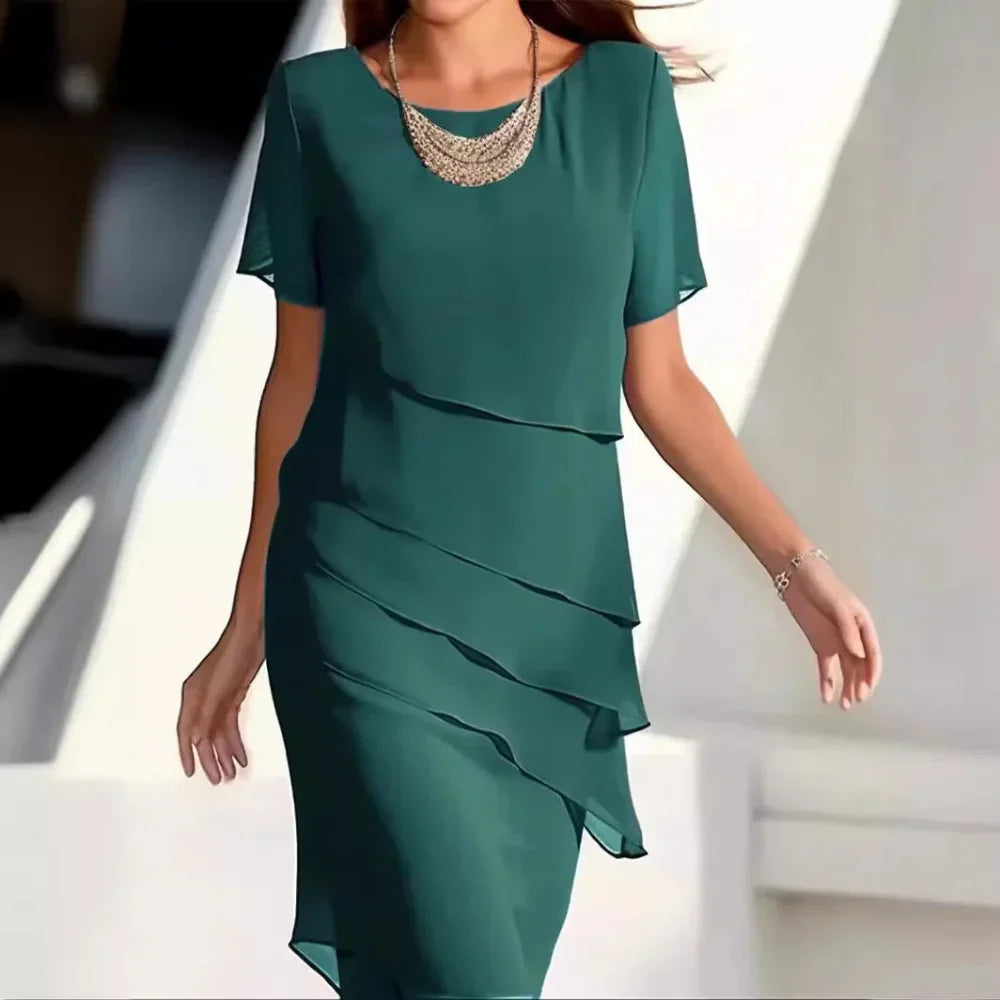 Elena Vestido de Chifón para Mujer – Vestido Elegante Fluido y Femenino Chic