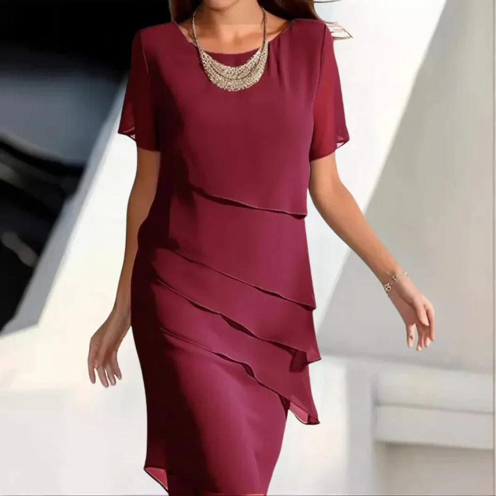 Elena Vestido de Chifón para Mujer – Vestido Elegante Fluido y Femenino Chic