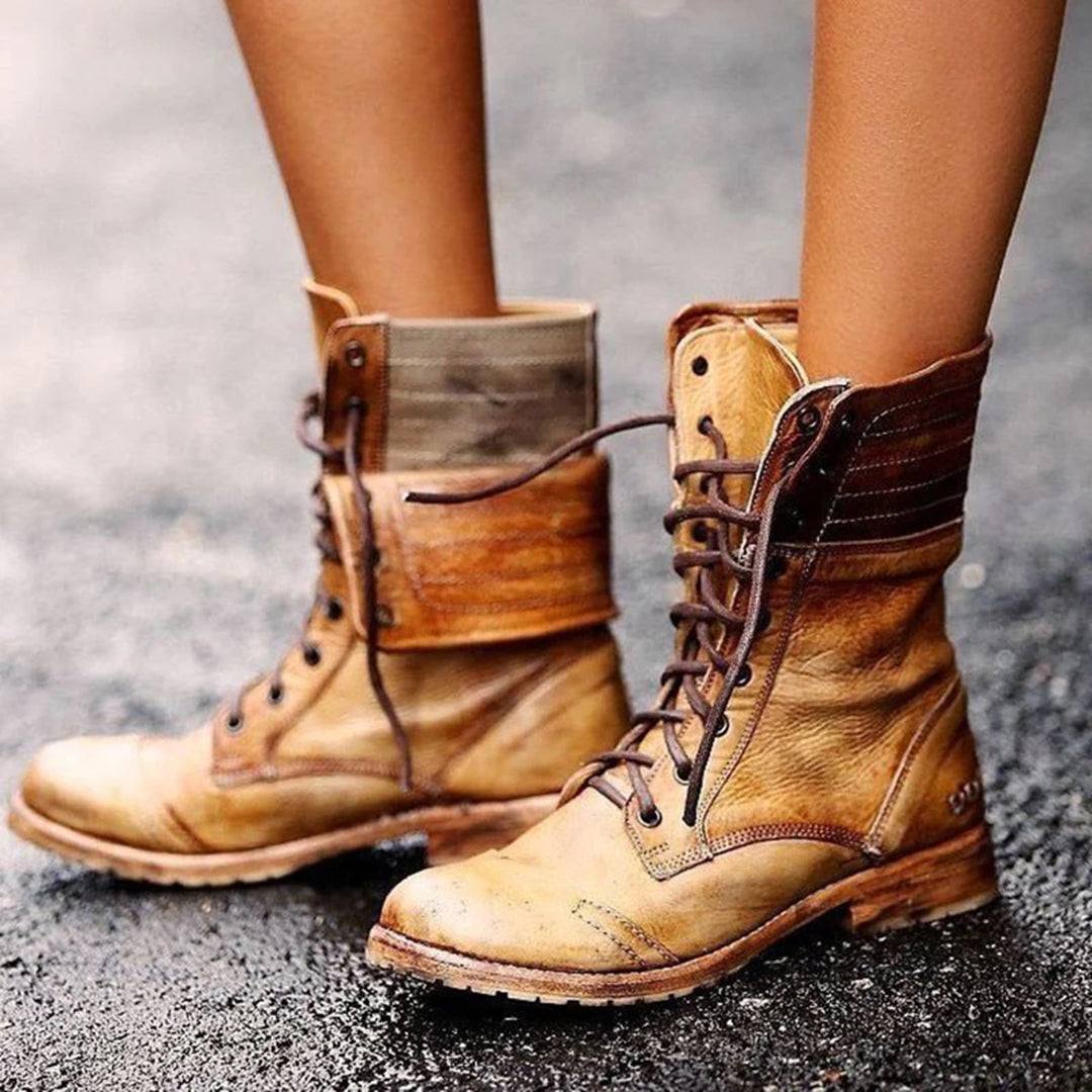 Ambre Botines de Cuero para Mujer – Botas Elegantes con Cordones Chic