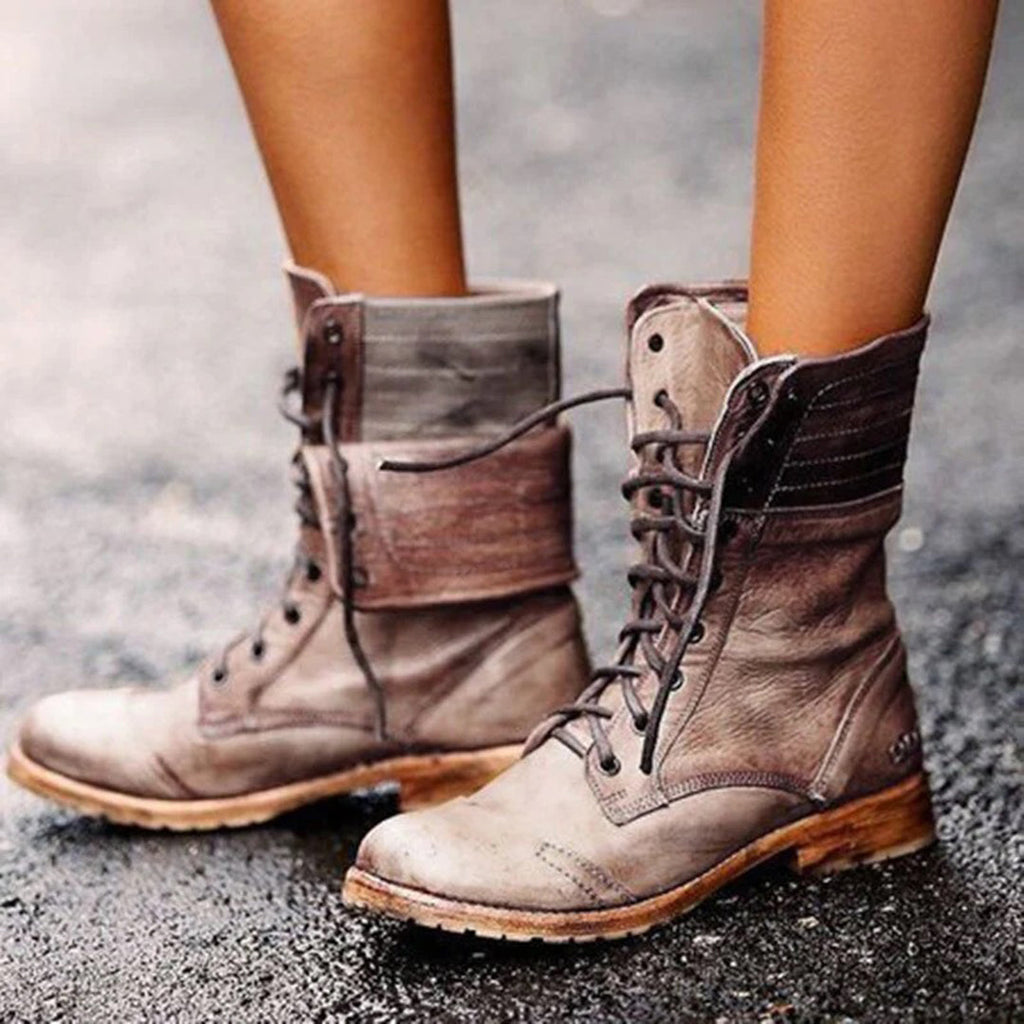 Ambre Botines de Cuero para Mujer – Botas Elegantes con Cordones Chic
