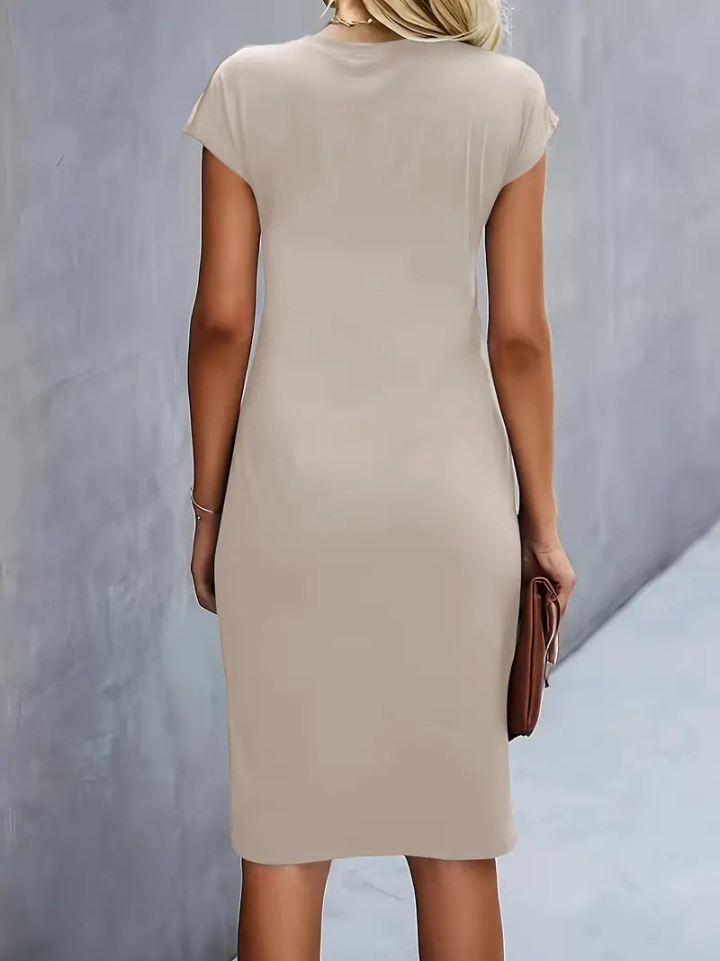 Mylène Vestido Midi para Mujer – Vestido Elegante Cuello Redondo Chic
