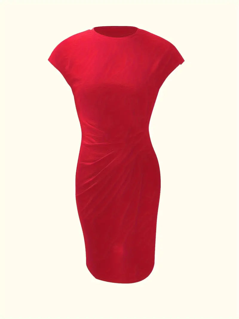 Mylène Vestido Midi para Mujer – Vestido Elegante Cuello Redondo Chic