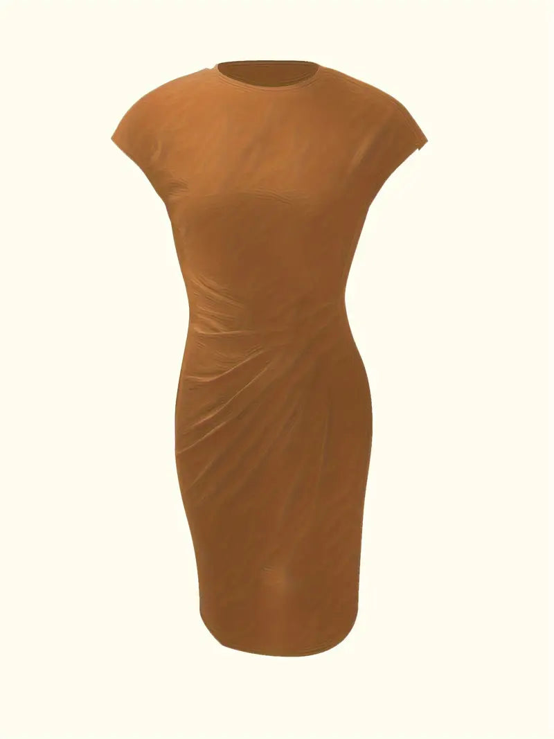 Mylène Vestido Midi para Mujer – Vestido Elegante Cuello Redondo Chic