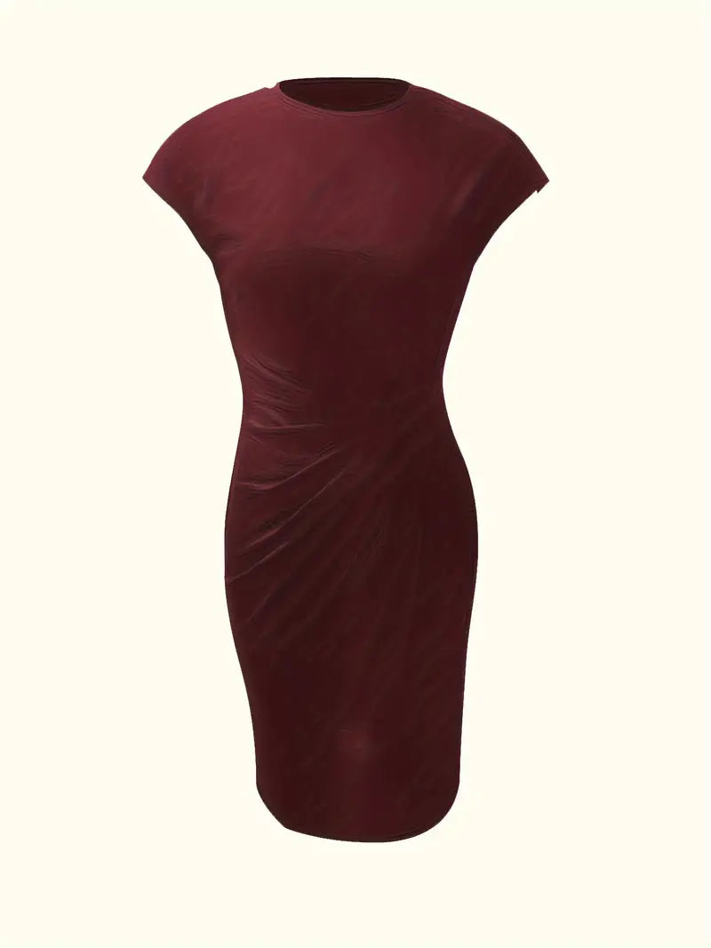Mylène Vestido Midi para Mujer – Vestido Elegante Cuello Redondo Chic