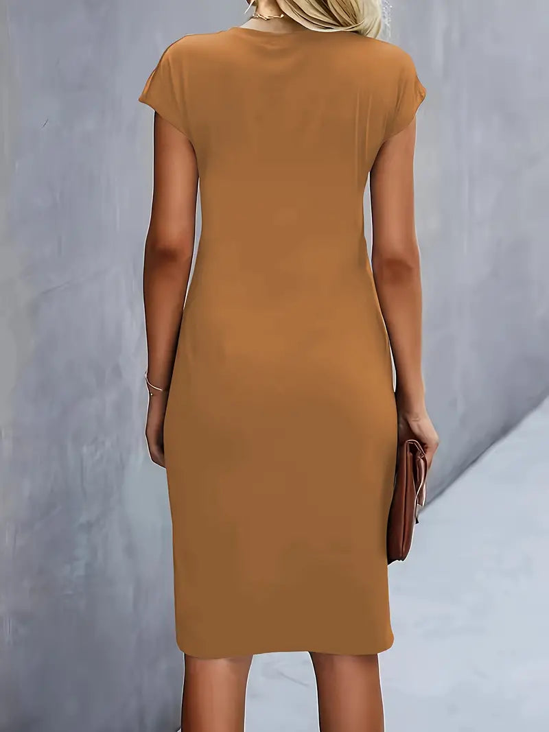 Katrien Vestido Midi para Mujer – Vestido Elegante Minimalista Chic Moderno