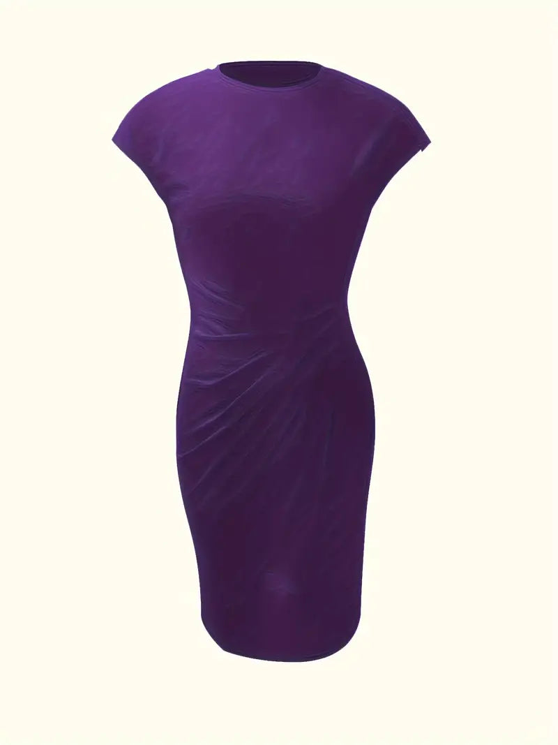Mylène Vestido Midi para Mujer – Vestido Elegante Cuello Redondo Chic