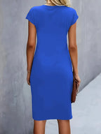 Mylène Vestido Midi para Mujer – Vestido Elegante Cuello Redondo Chic