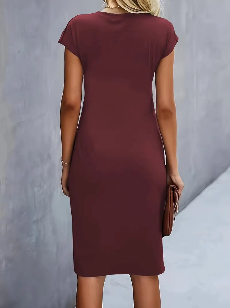 Mylène Vestido Midi para Mujer – Vestido Elegante Cuello Redondo Chic