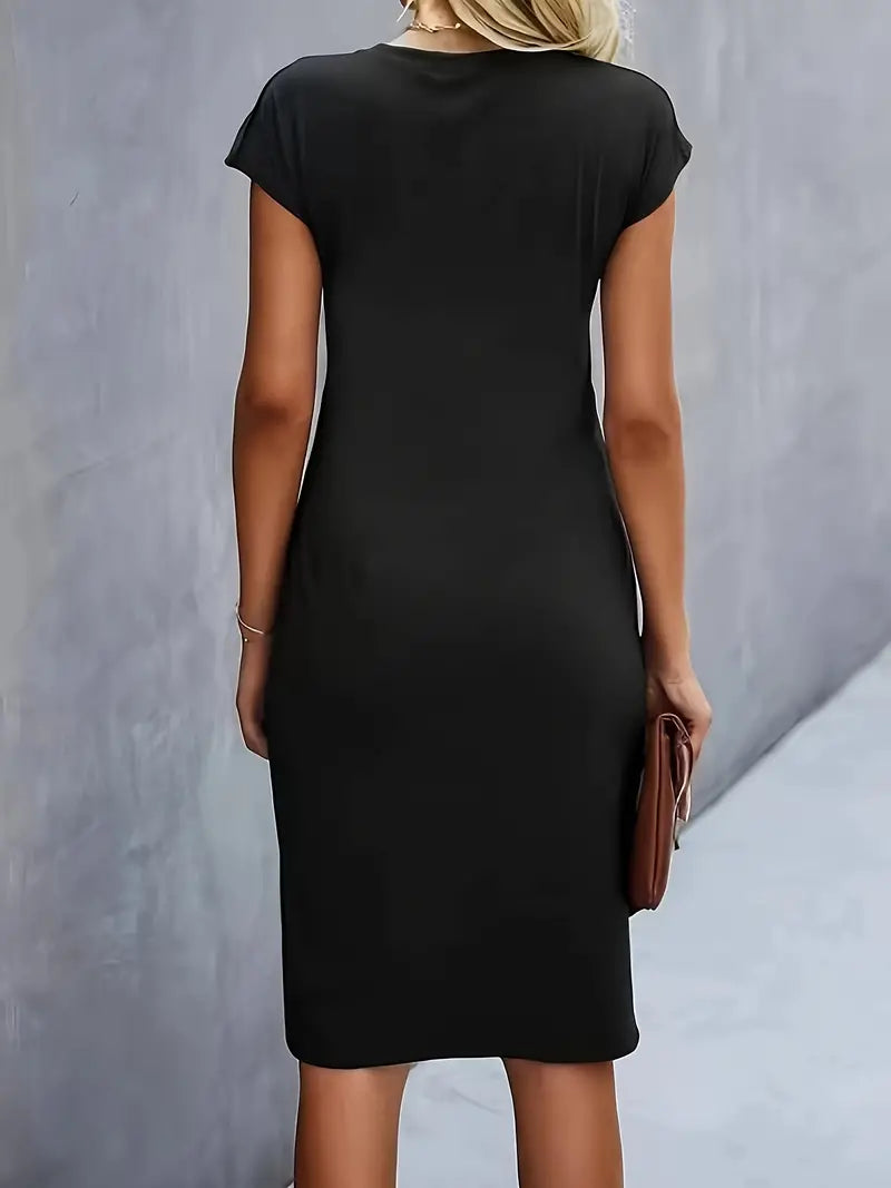 Mylène Vestido Midi para Mujer – Vestido Elegante Cuello Redondo Chic