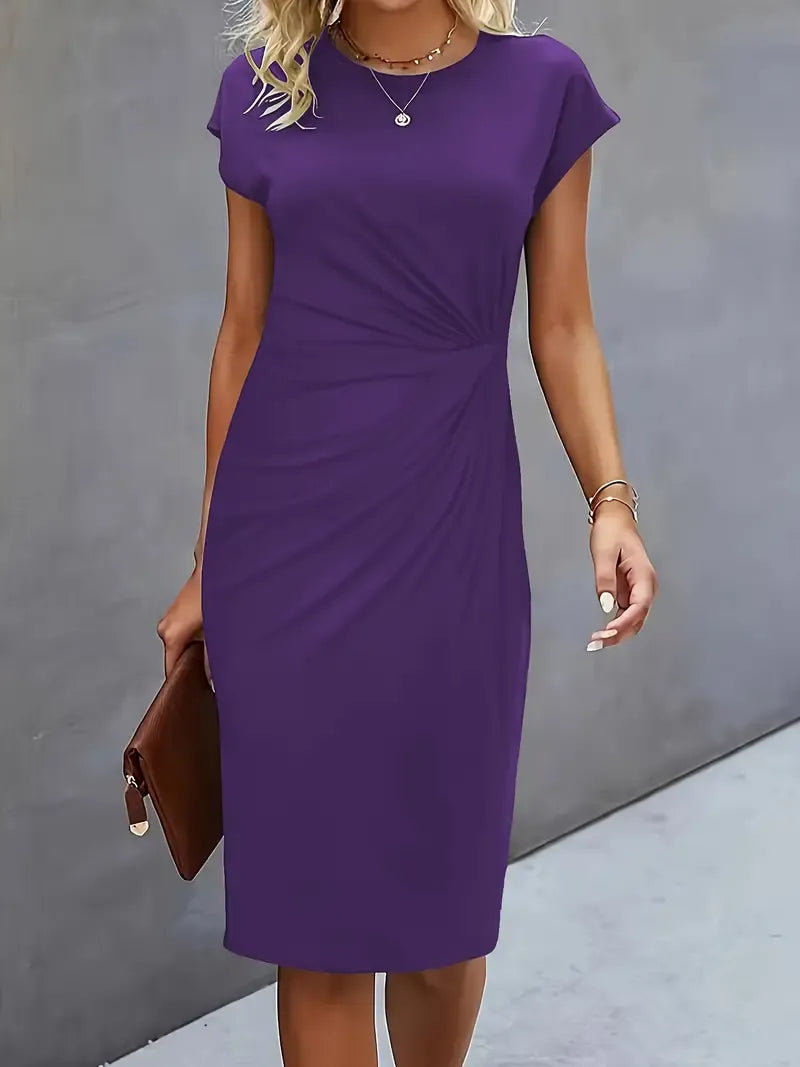 Amyrose Vestido Midi para Mujer – Vestido Elegante Oficina Formal Chic