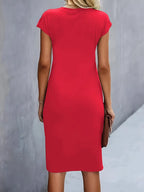 Mylène Vestido Midi para Mujer – Vestido Elegante Cuello Redondo Chic