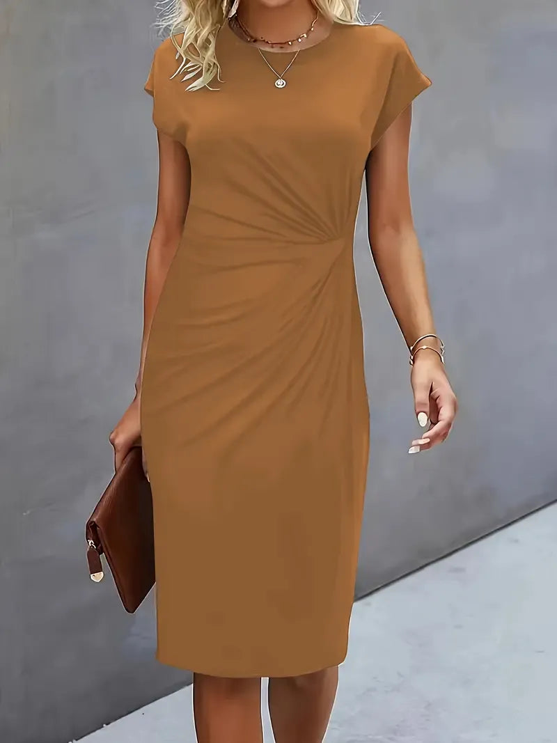 Amyrose Vestido Midi para Mujer – Vestido Elegante Oficina Formal Chic