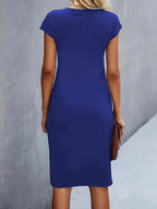 Mylène Vestido Midi para Mujer – Vestido Elegante Cuello Redondo Chic
