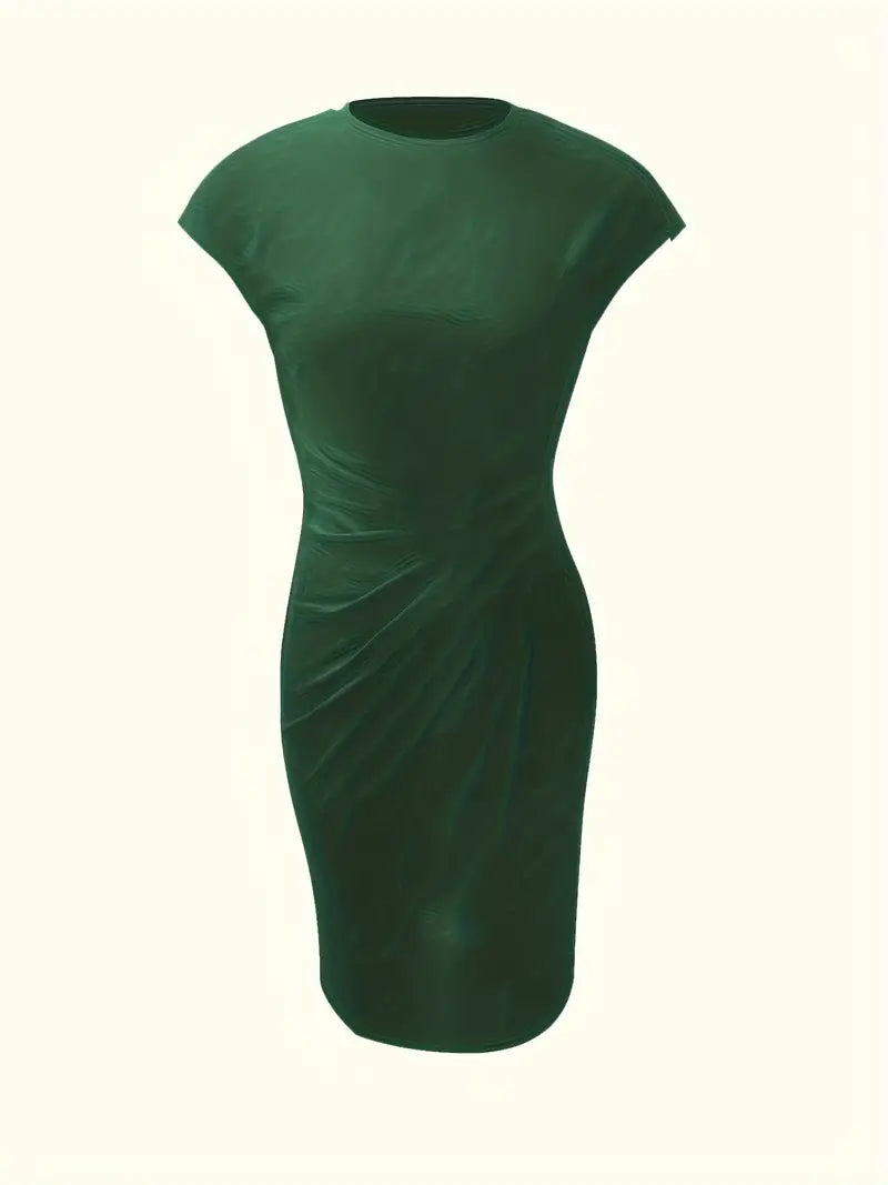 Mylène Vestido Midi para Mujer – Vestido Elegante Cuello Redondo Chic
