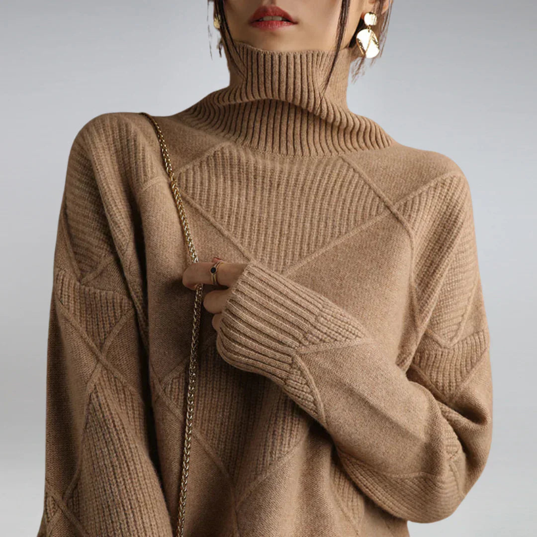 Lydia Jersey de Cachemir para Mujer – Suéter Cuello Alto Elegante Premium