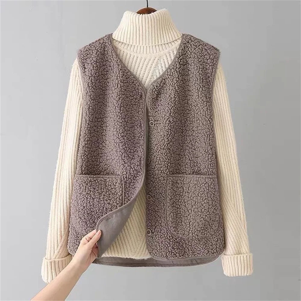 Kate Chaleco Sherpa para Mujer – Gilet sin Mangas Cálido y Casual Chic