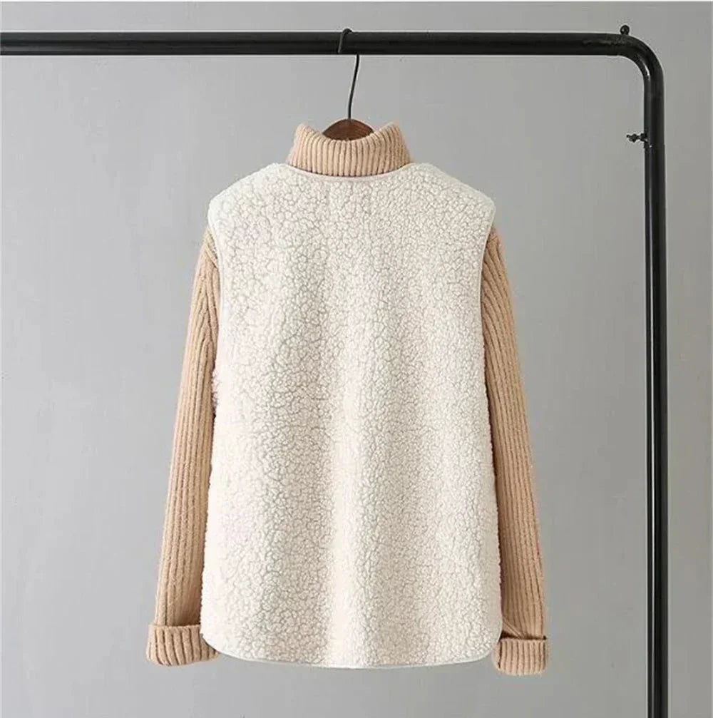 Kate Chaleco Sherpa para Mujer – Gilet sin Mangas Cálido y Casual Chic
