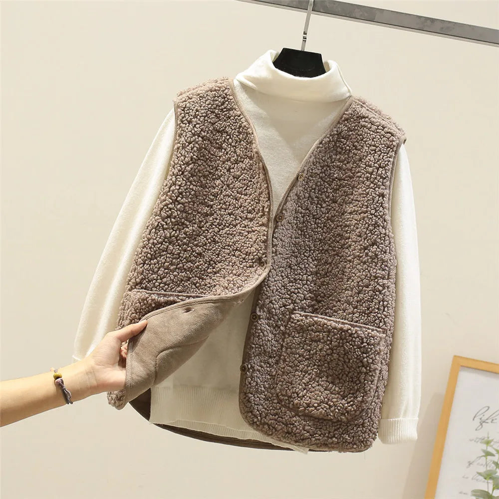 Kate Chaleco Sherpa para Mujer – Gilet sin Mangas Cálido y Casual Chic