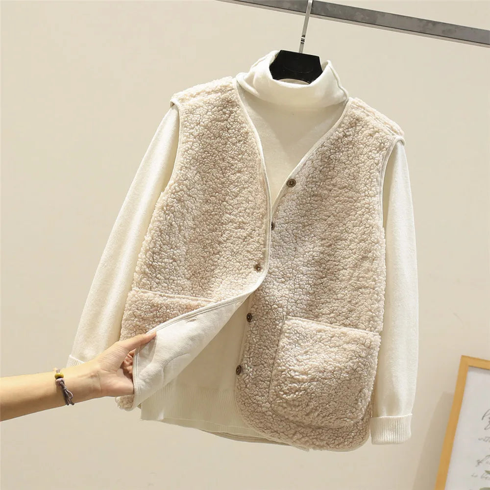 Kate Chaleco Sherpa para Mujer – Gilet sin Mangas Cálido y Casual Chic