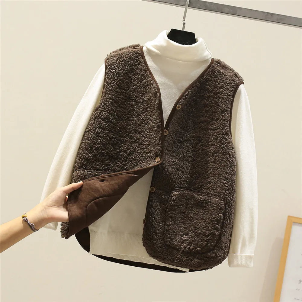 Kate Chaleco Sherpa para Mujer – Gilet sin Mangas Cálido y Casual Chic