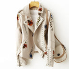Hélène Chaqueta de Cuero para Mujer – Cazadora Elegante Chic Atemporal Premium