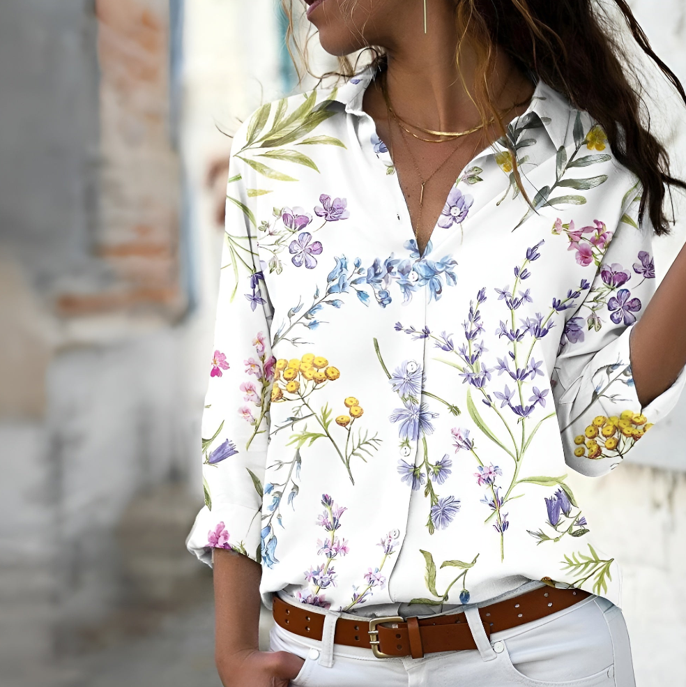 Norina Blusa para Mujer – Camisa Estampada Elegante Casual Chic Moderna