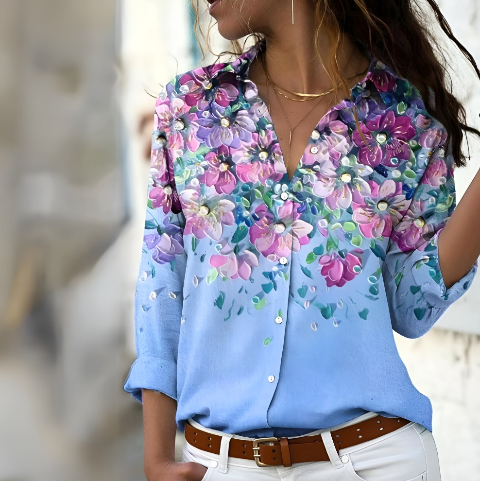 Norina Blusa para Mujer – Camisa Estampada Elegante Casual Chic Moderna
