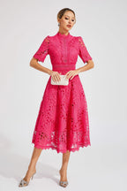 Giada Vestido Midi de Encaje para Mujer – Vestido Elegante Cut Out Chic Fiesta