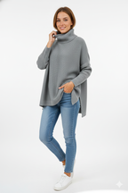 Gracie Jersey Oversize para Mujer – Suéter de Cuello Alto Suave y Elegante