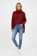 Gracie Jersey Oversize para Mujer – Suéter de Cuello Alto Suave y Elegante
