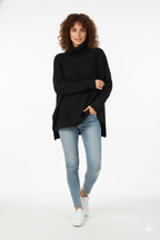 Gracie Jersey Oversize para Mujer – Suéter de Cuello Alto Suave y Elegante