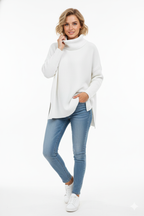 Gracie Jersey Oversize para Mujer – Suéter de Cuello Alto Suave y Elegante