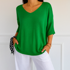 Coraline Jersey de Cuello V para Mujer – Suéter Elegante de Punto Fino Chic