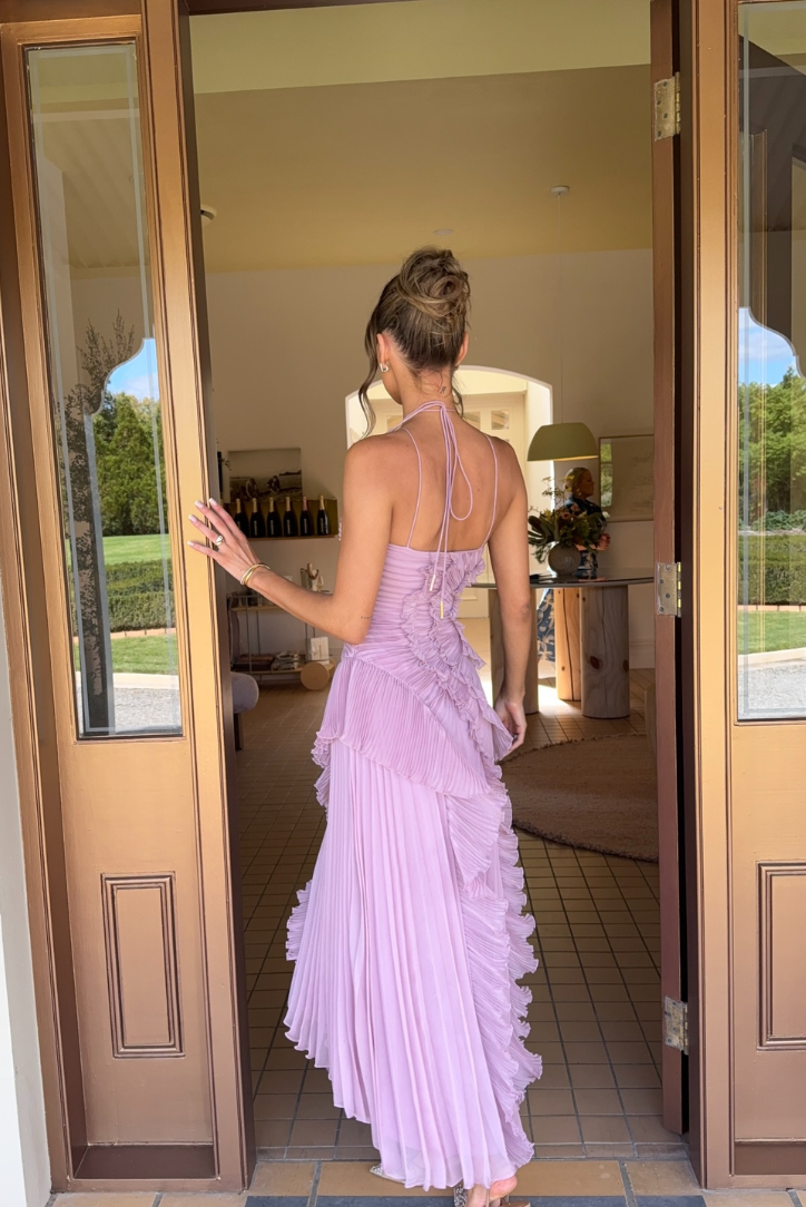Guendalina Vestido Largo Plisado para Mujer – Vestido Halter Elegante Fiesta