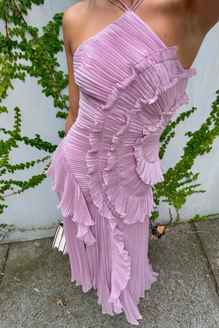 Guendalina Vestido Largo Plisado para Mujer – Vestido Halter Elegante Fiesta