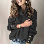 Emma Jersey Cuello Alto para Mujer – Suéter Elegante Invierno Chic Botones