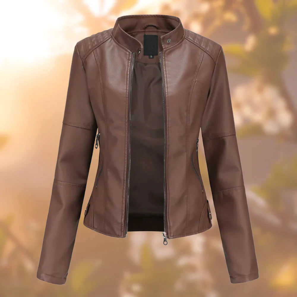 Sasha Chaqueta de Cuero para Mujer – Cazadora Slim Fit Elegante Chic