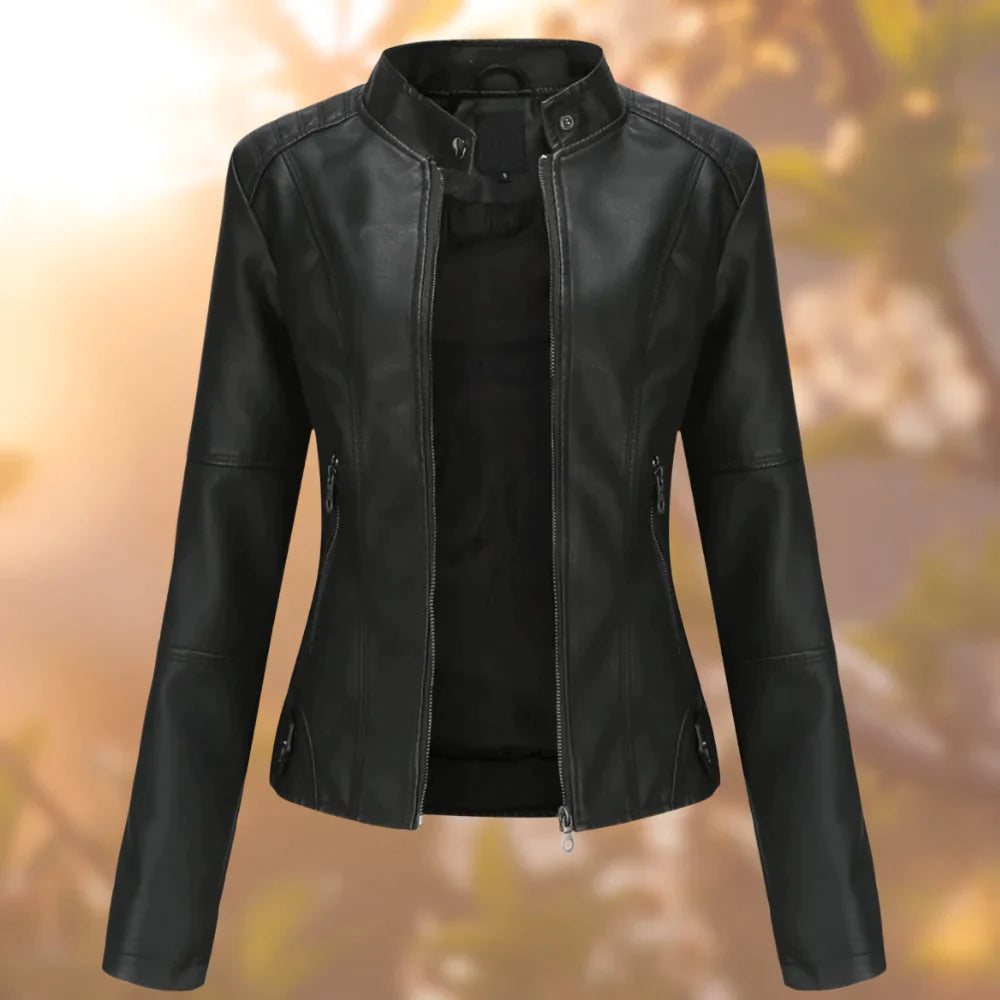 Sasha Chaqueta de Cuero para Mujer – Cazadora Slim Fit Elegante Chic