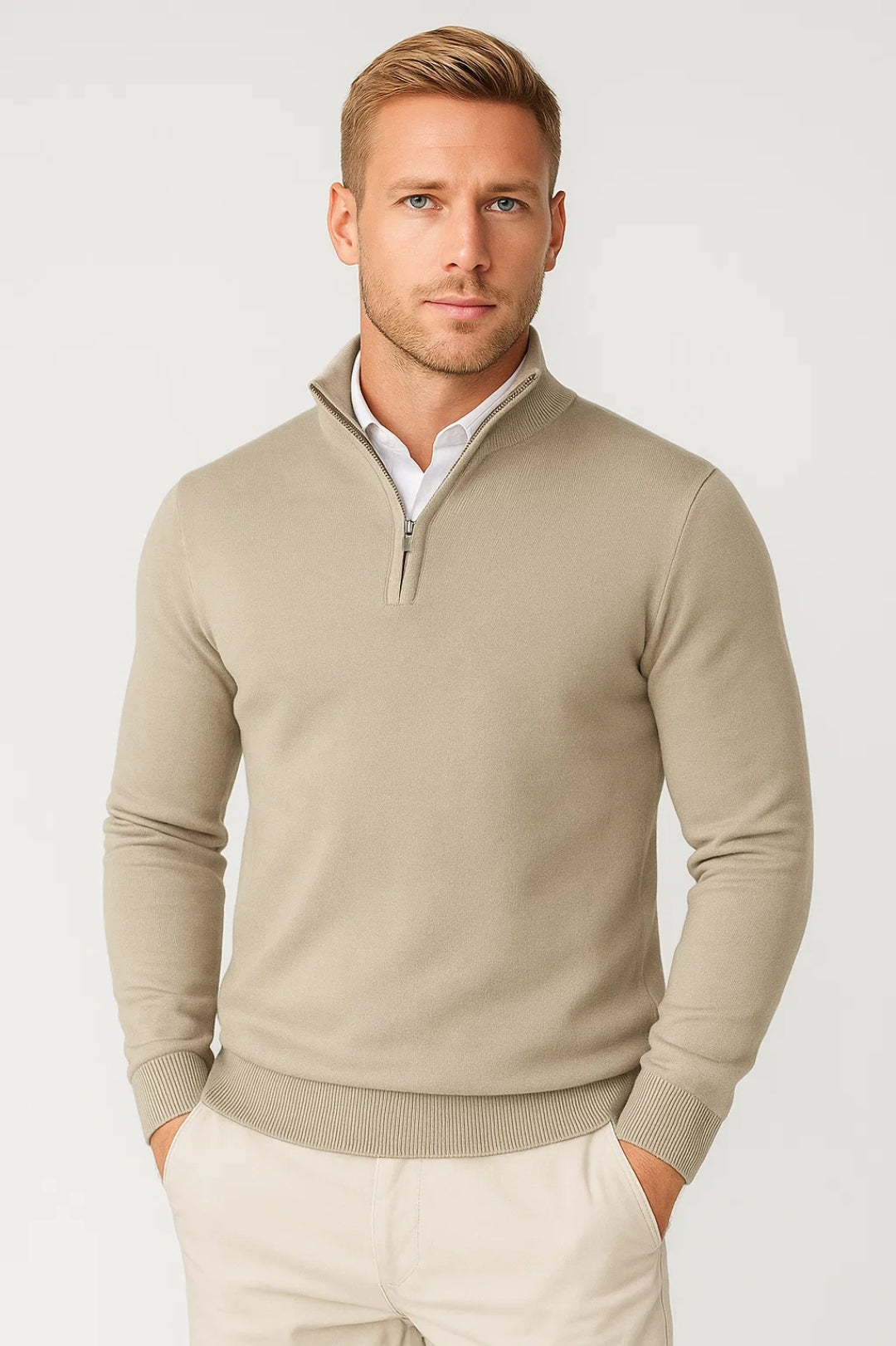 Killian Jersey Half-Zip para Hombre – Suéter de Punto Elegante con Cremallera