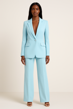 Valentina Conjunto Satinado para Mujer – Traje Elegante de Pantalón Ancho y Blazer Moderno