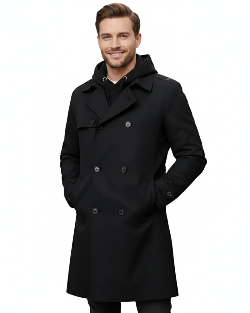 Gian Trench Coat para Hombre – Abrigo Cruzado Elegante Casual Chic Moderno