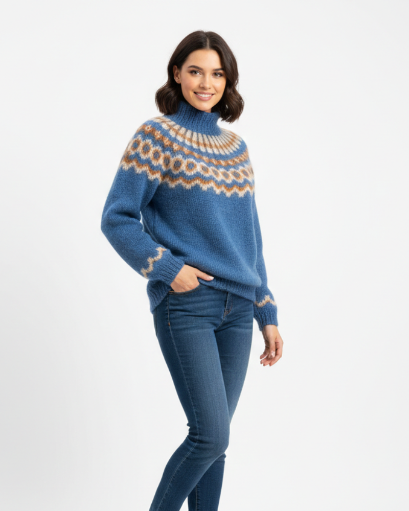Yssa Jersey Islandés para Mujer – Suéter Mohair Nórdico Elegante Invierno