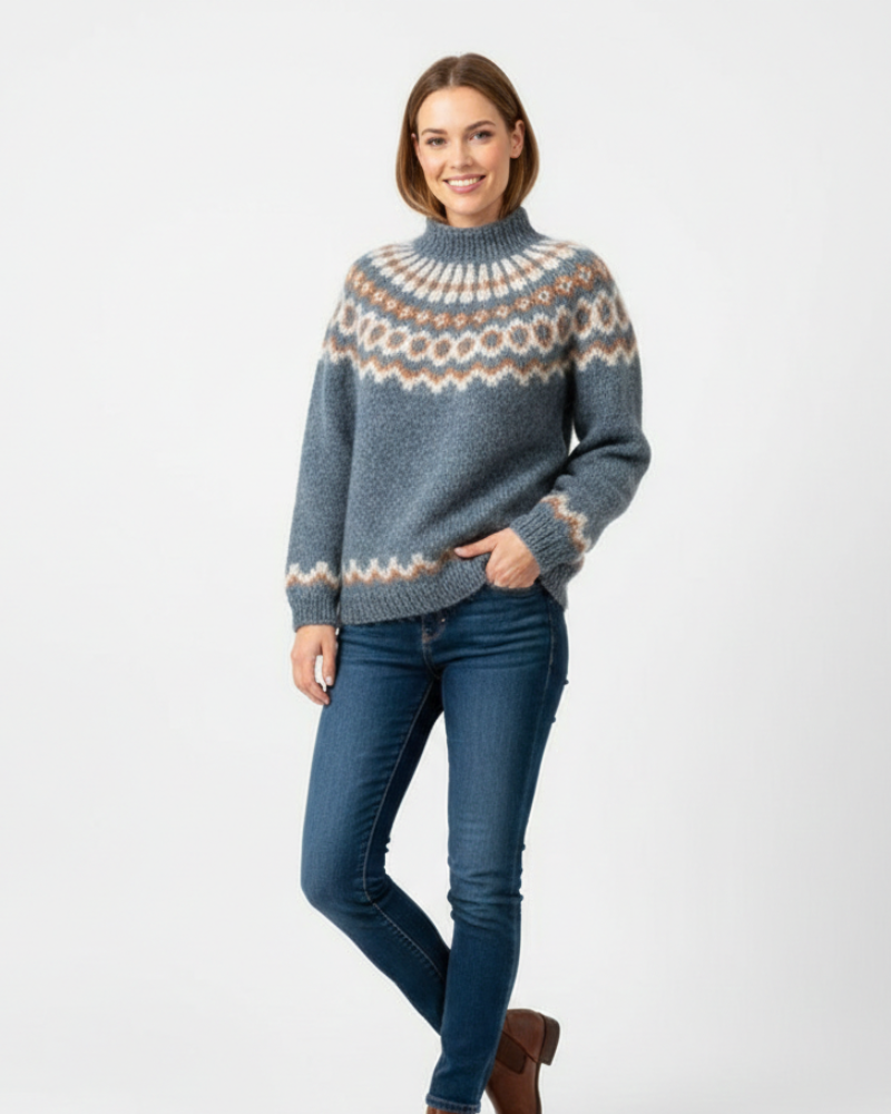 Yssa Jersey Islandés para Mujer – Suéter Mohair Nórdico Elegante Invierno