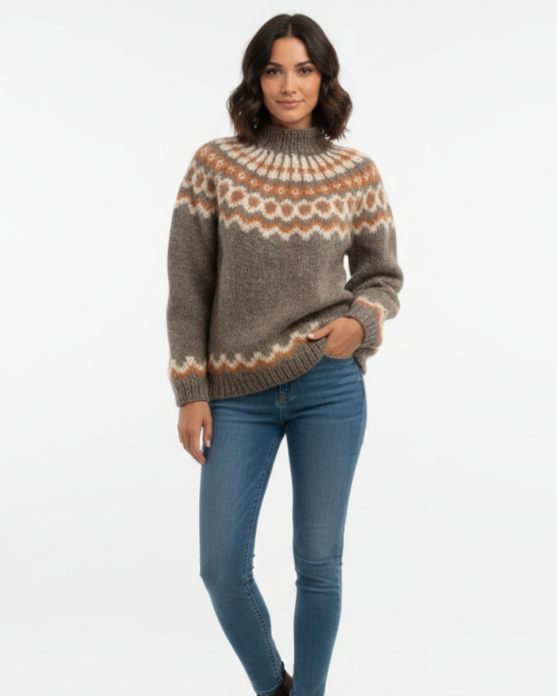 Yssa Jersey Islandés para Mujer – Suéter Mohair Nórdico Elegante Invierno