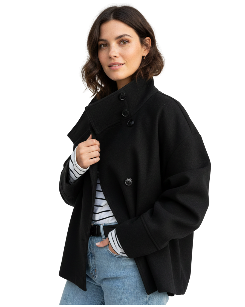 Yara Chaqueta Corta para Mujer – Blazer Elegante con Cuello Alto Moderno Chic